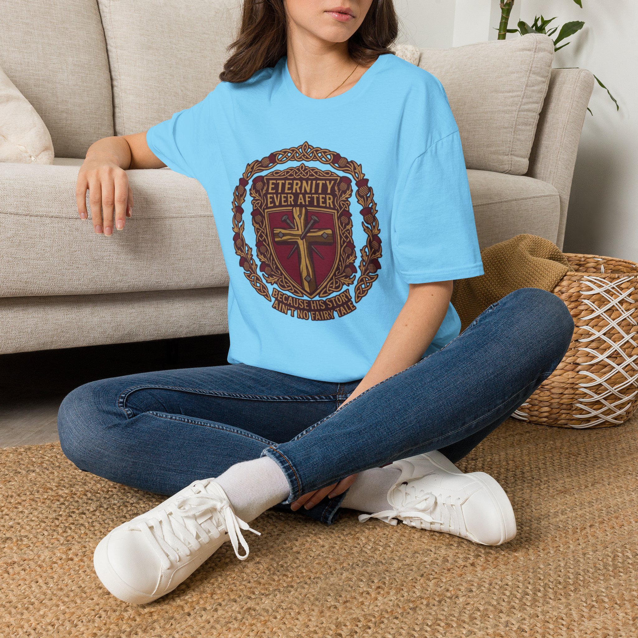 Eternity Ever After Christian T-Shirt — Faith Cross Emblem - Image 42