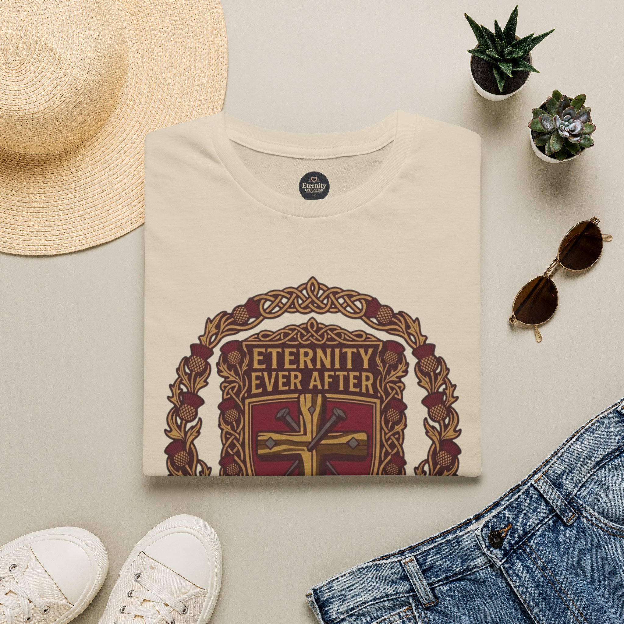 Eternity Ever After Christian T-Shirt — Faith Cross Emblem