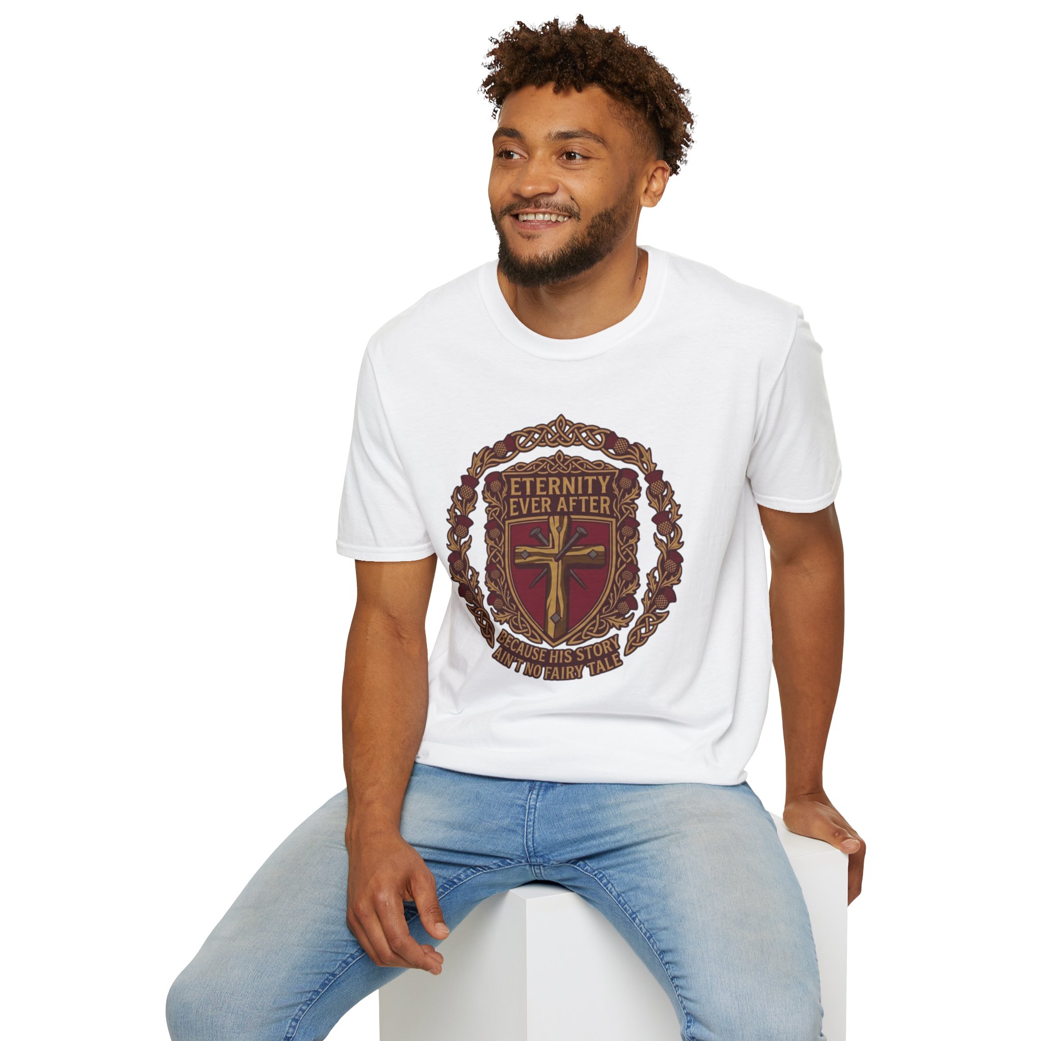 Eternity Ever After Christian T-Shirt — Faith Cross Emblem - Image 10