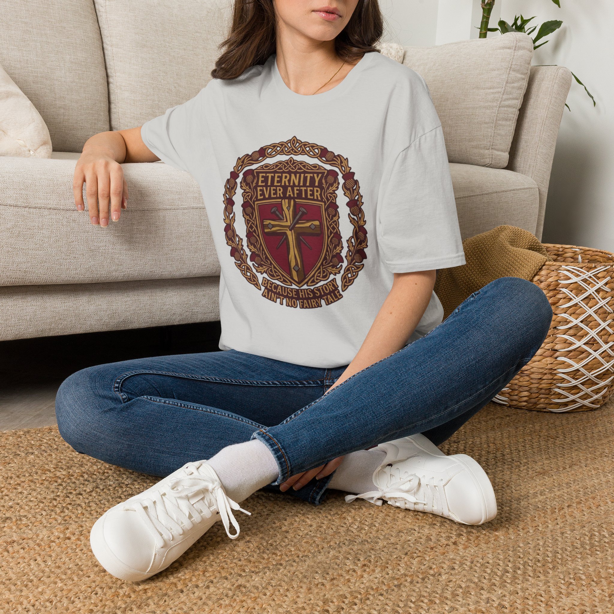 Eternity Ever After Christian T-Shirt — Faith Cross Emblem - Image 17