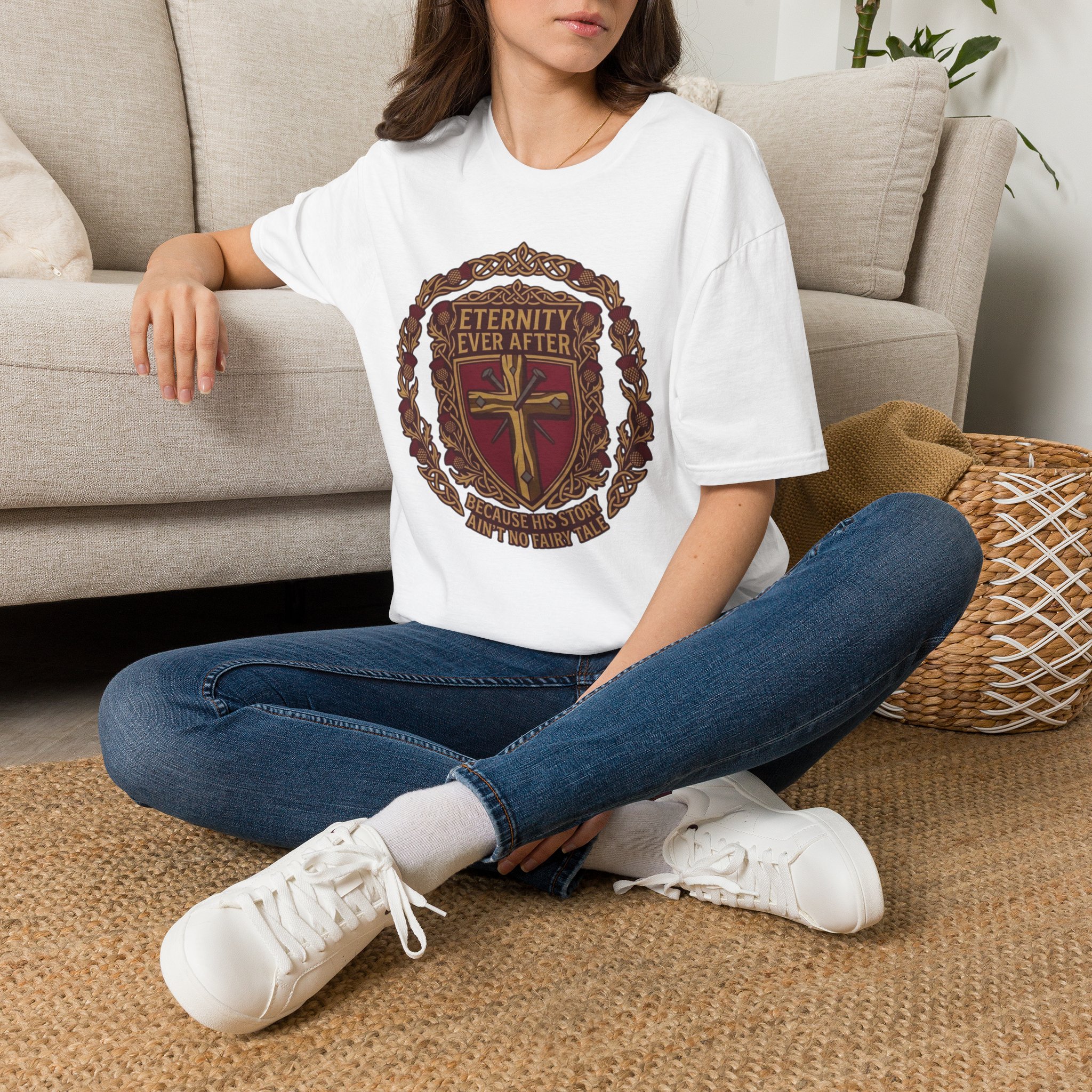 Eternity Ever After Christian T-Shirt — Faith Cross Emblem - Image 7