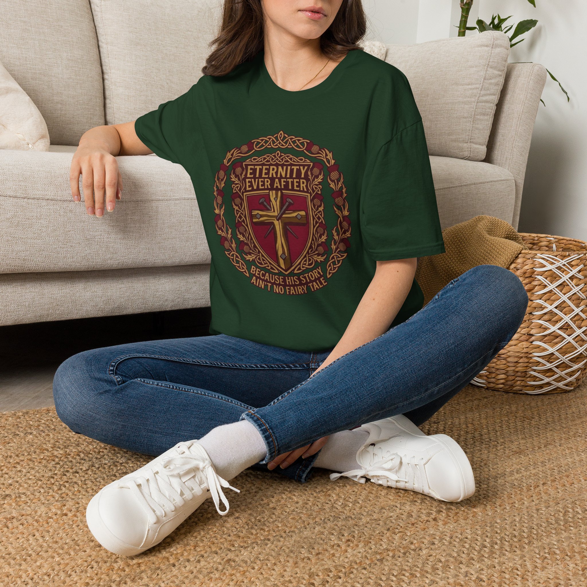 Eternity Ever After Christian T-Shirt — Faith Cross Emblem - Image 37