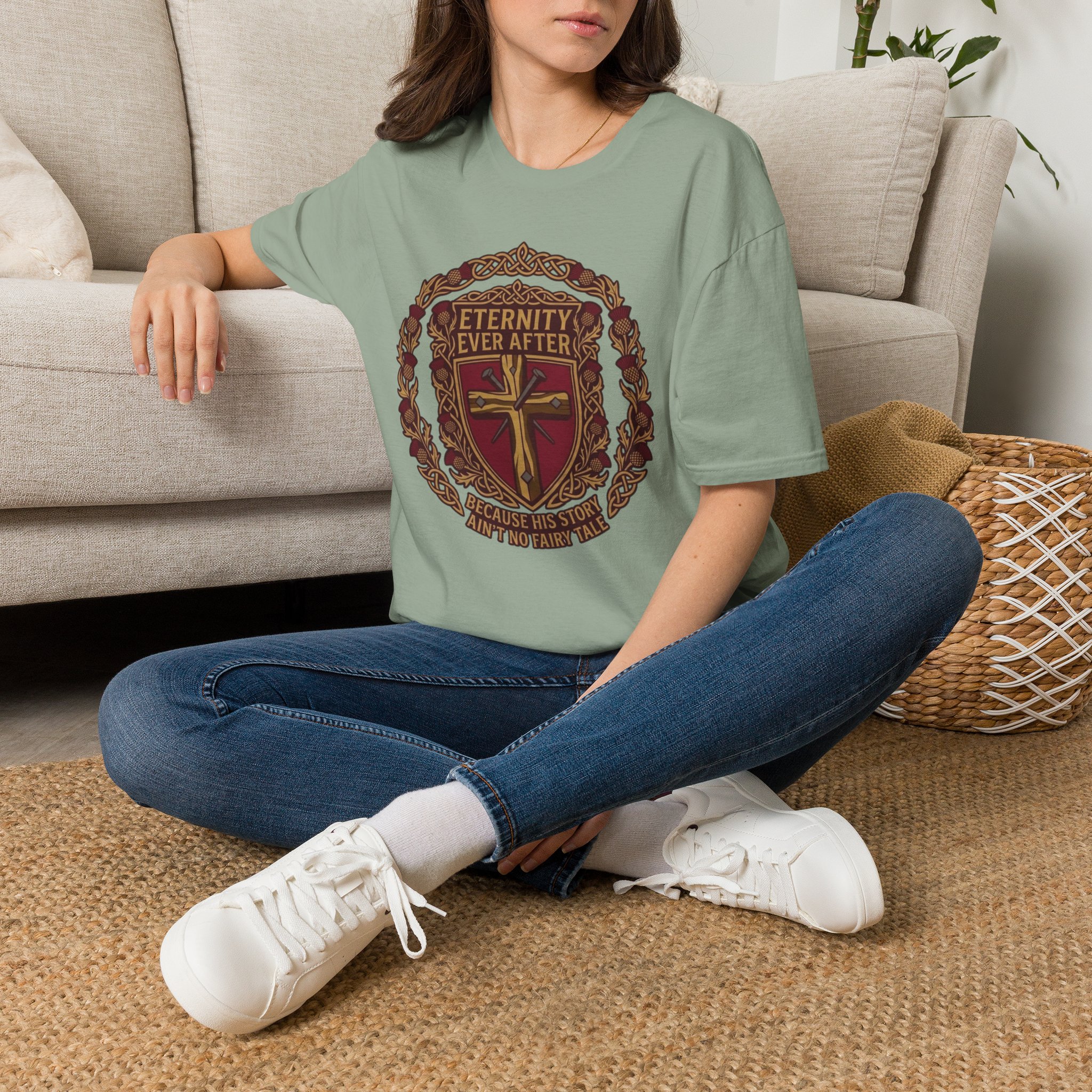 Eternity Ever After Christian T-Shirt — Faith Cross Emblem - Image 32