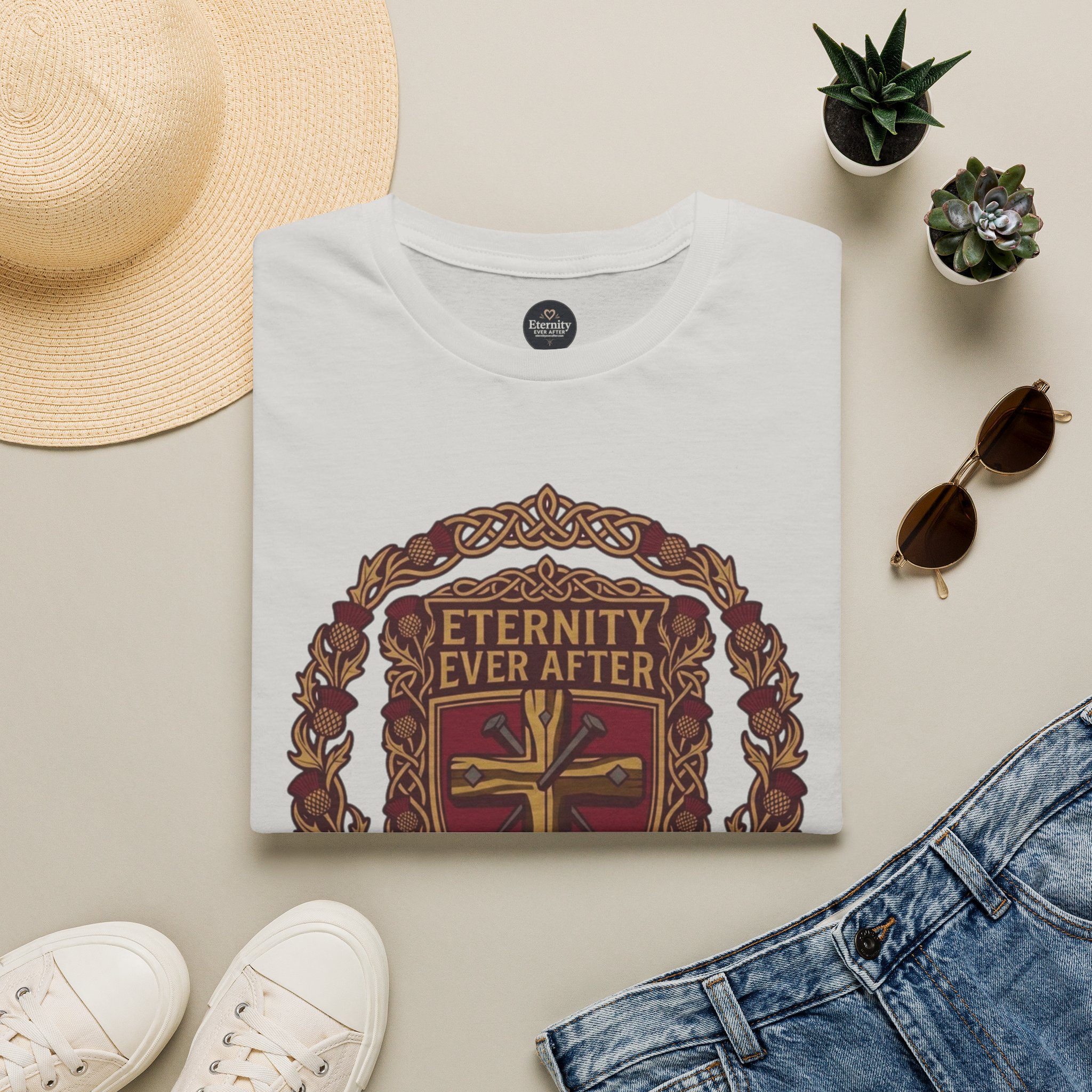 Eternity Ever After Christian T-Shirt — Faith Cross Emblem - Image 16