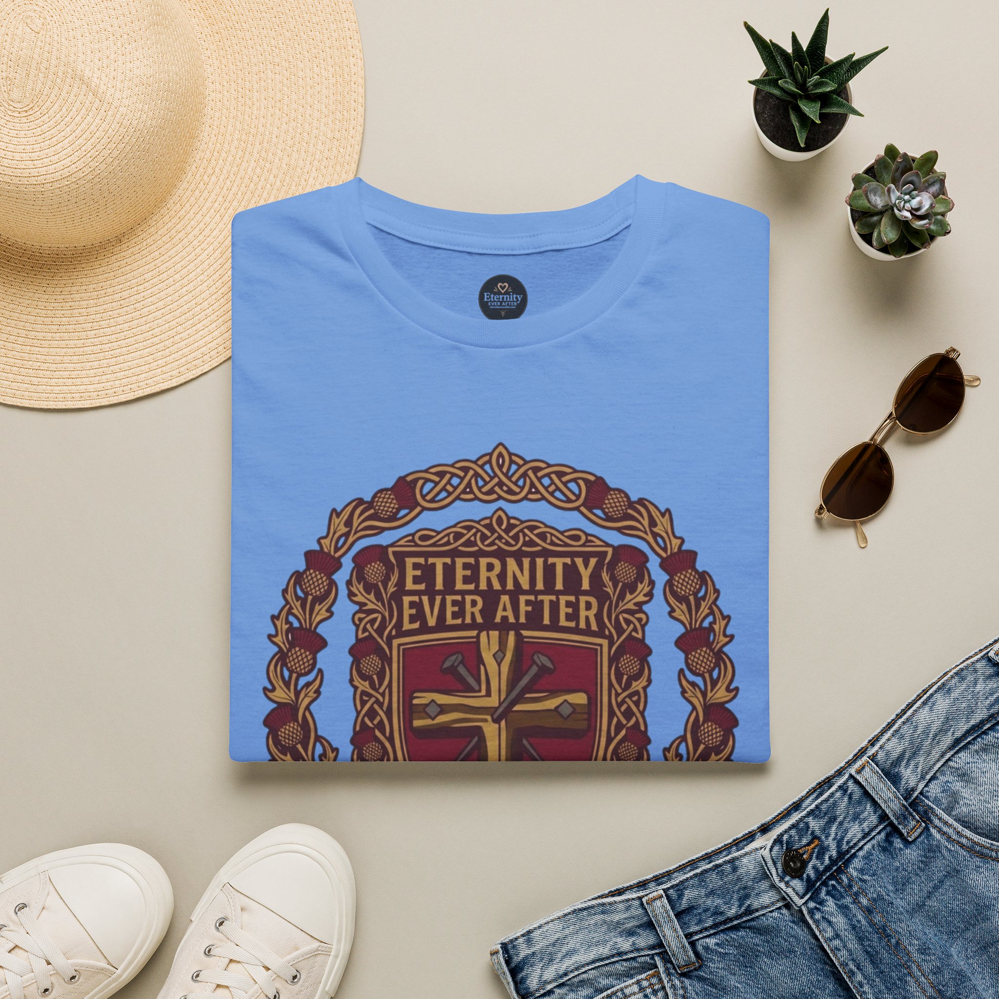 Eternity Ever After Christian T-Shirt — Faith Cross Emblem - Image 51