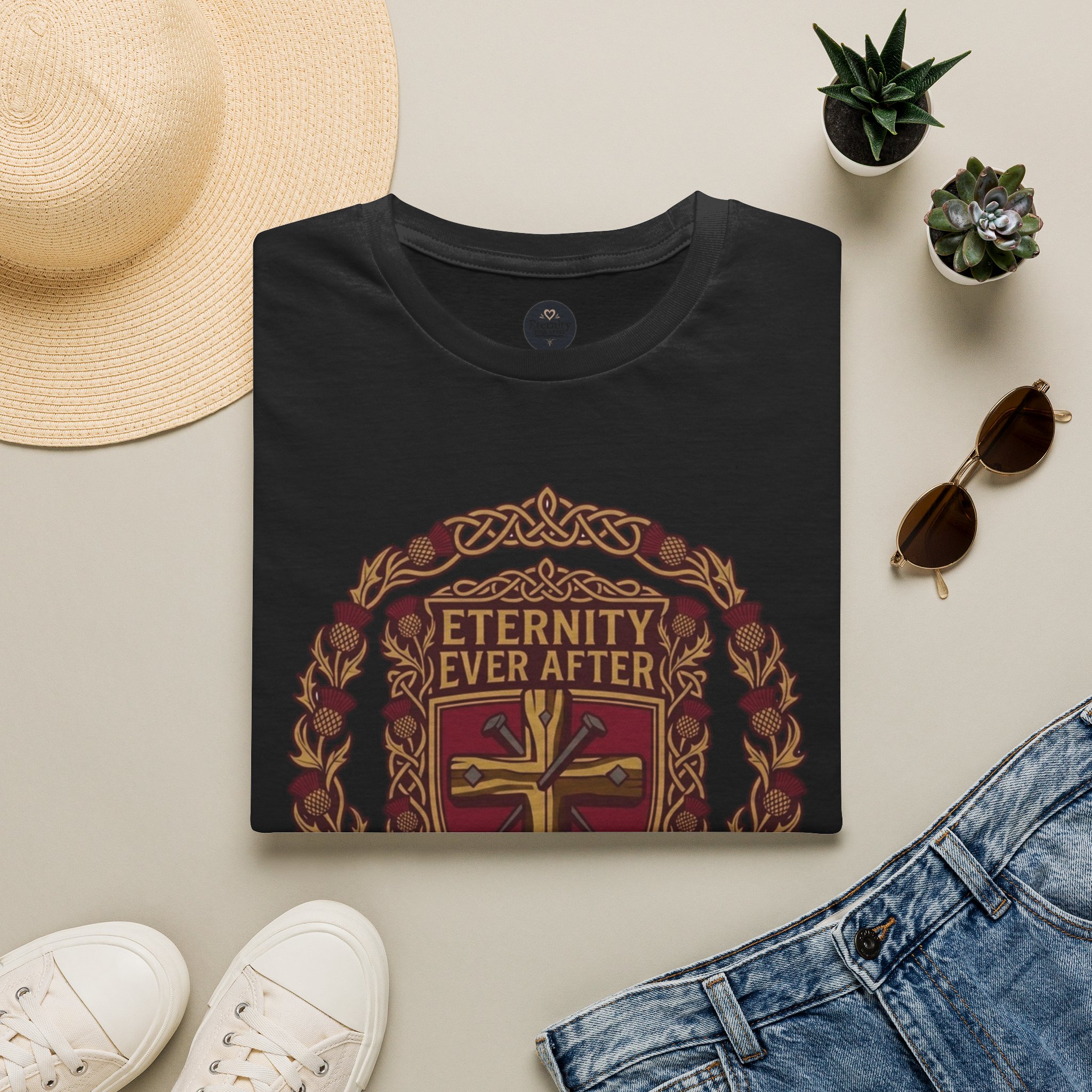 Eternity Ever After Christian T-Shirt — Faith Cross Emblem - Image 11