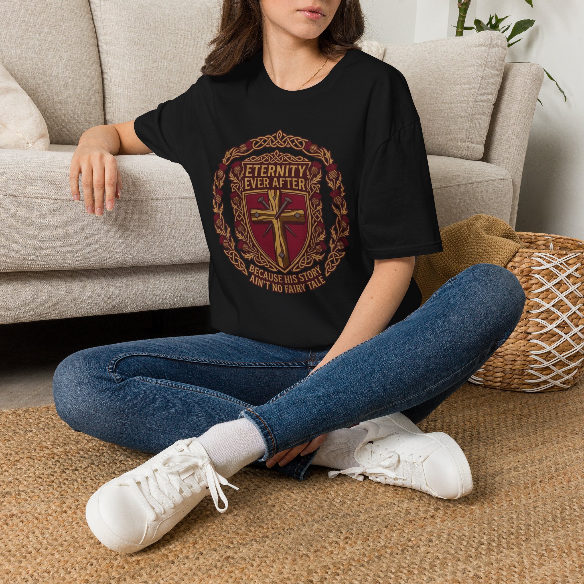 Eternity Ever After Christian T-Shirt — Faith Cross Emblem - Image 12