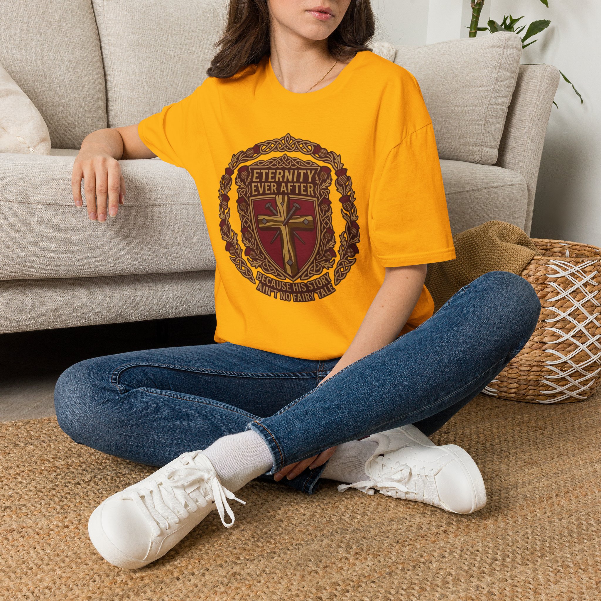 Eternity Ever After Christian T-Shirt — Faith Cross Emblem - Image 22