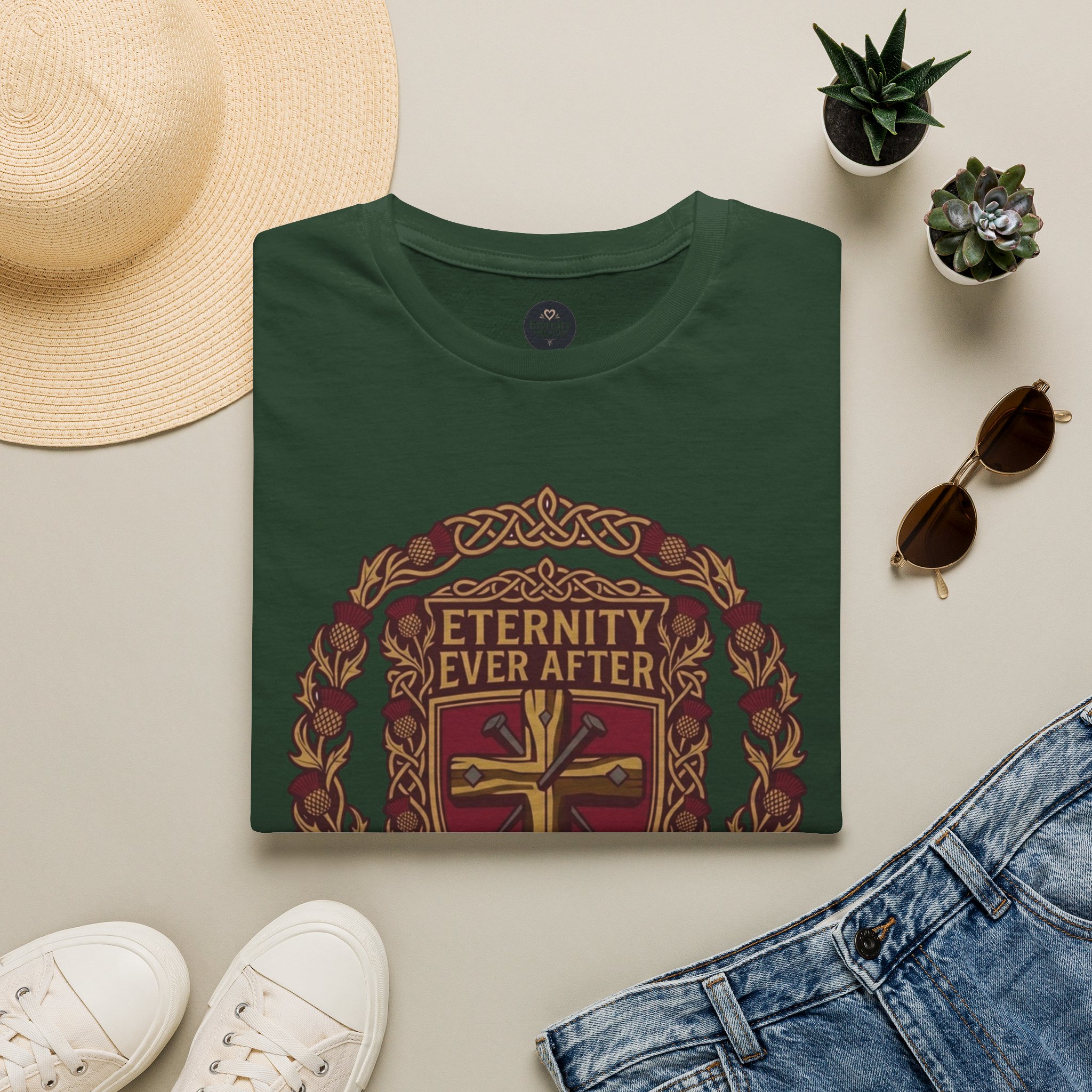 Eternity Ever After Christian T-Shirt — Faith Cross Emblem - Image 36