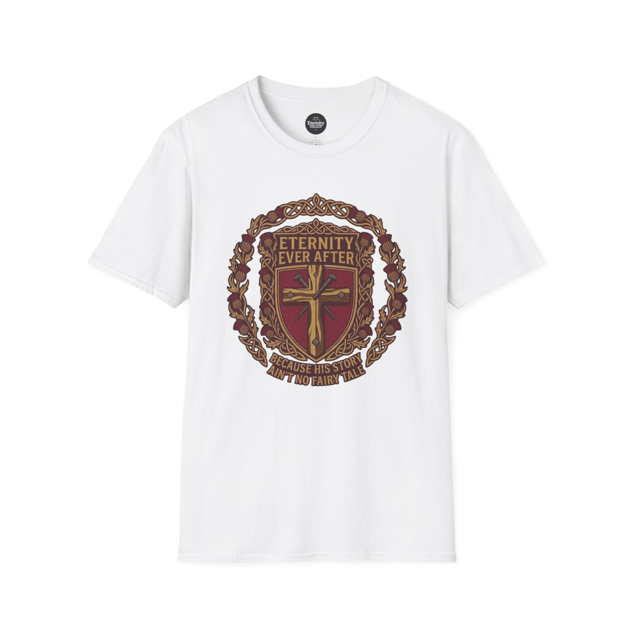 Eternity Ever After Christian T-Shirt — Faith Cross Emblem - Image 8