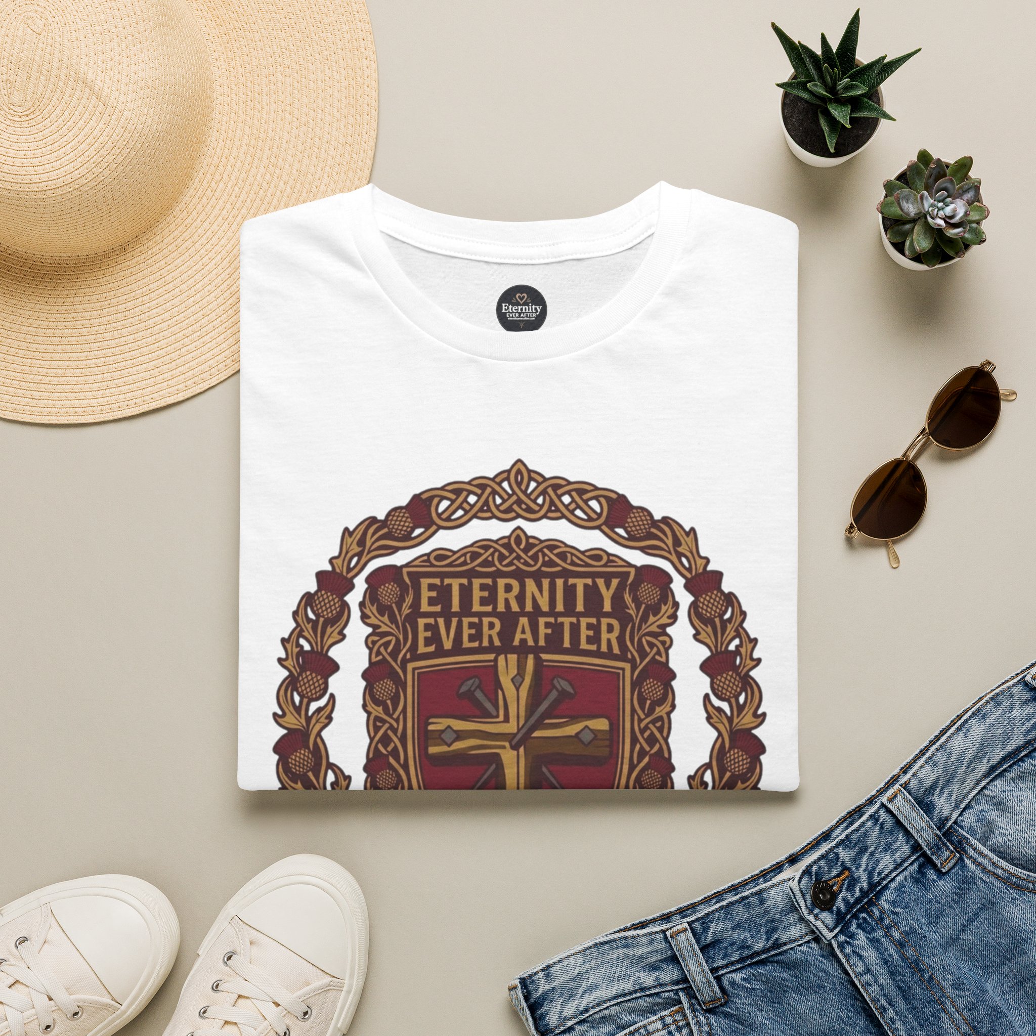 Eternity Ever After Christian T-Shirt — Faith Cross Emblem - Image 6